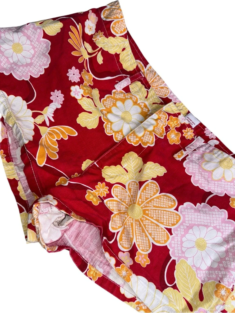 VTG Abercrombie & Fitch Red Floral Shorts Womens 10 Y2K Retro Cotton Summer